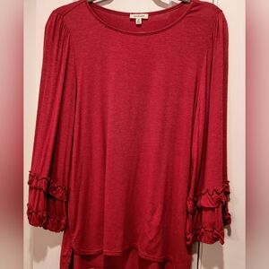 Maurices Red Ruffle Sleeve Top